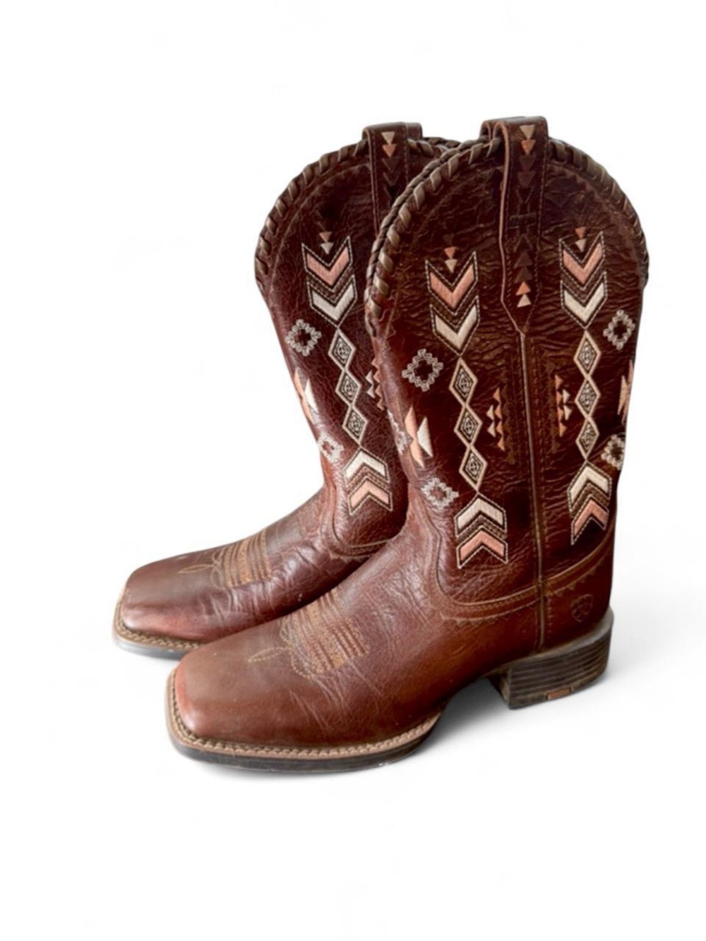 Ariat Brown Leather Western Embroidered Heeled Boots